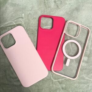 Stylish Pink and White Phone Case Set